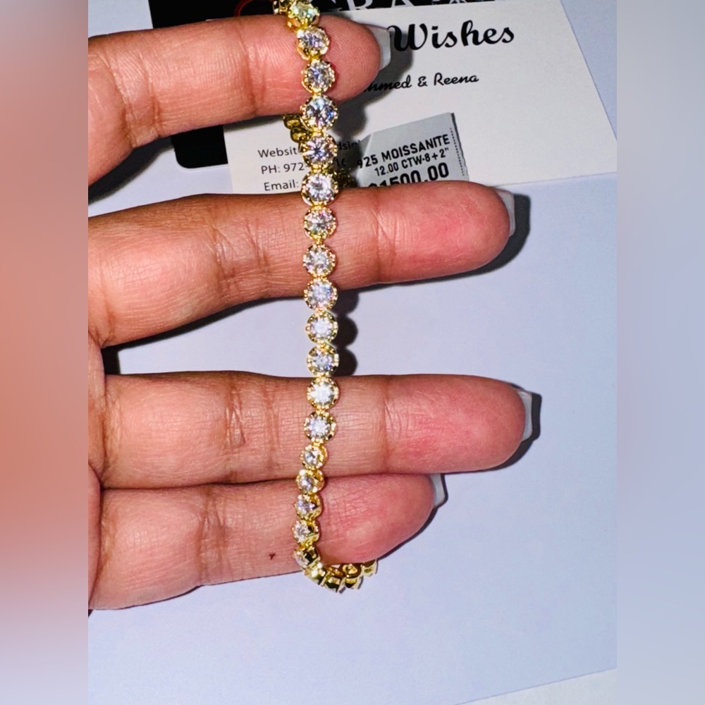 14k Yellow Gold Vermeil Certified Diamond Anklet or Bracelet, 2 way wearing Gem - Picture 3 of 8